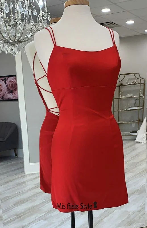 spring party dressesShort Fit and Flare Red Homecoming Dress