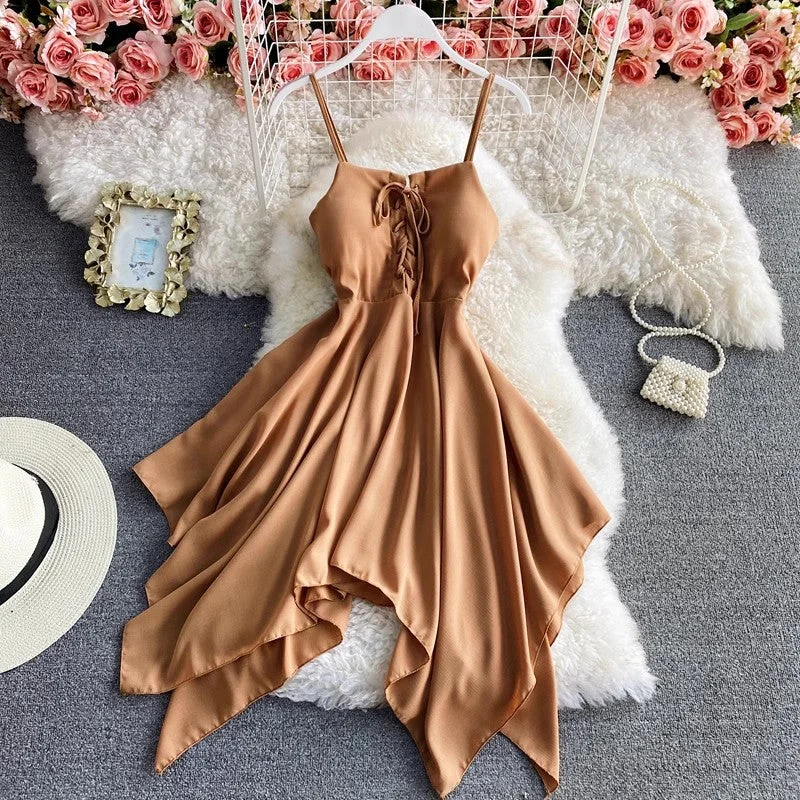 Sleeveless Dress In Jerseysolid color sleeveless irregular dress    S4281