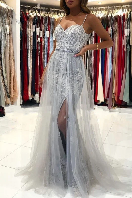 prom dress shopping tipsAffordable Sweetheart Tulle Lace Silver Prom Dresses